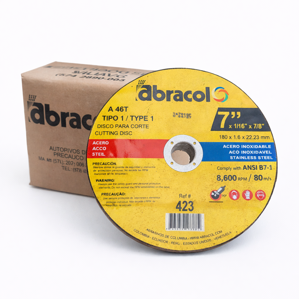 [A46T DT1] Disco de corte extrafino centro plano 7" Abracol